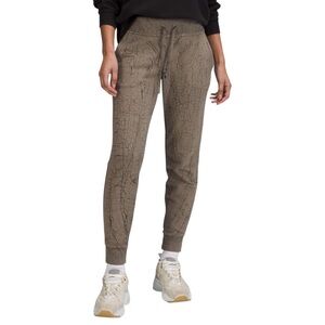 Lululemon Warm Down Jogger Pant Brown & Black Cotton Terry Sz 8